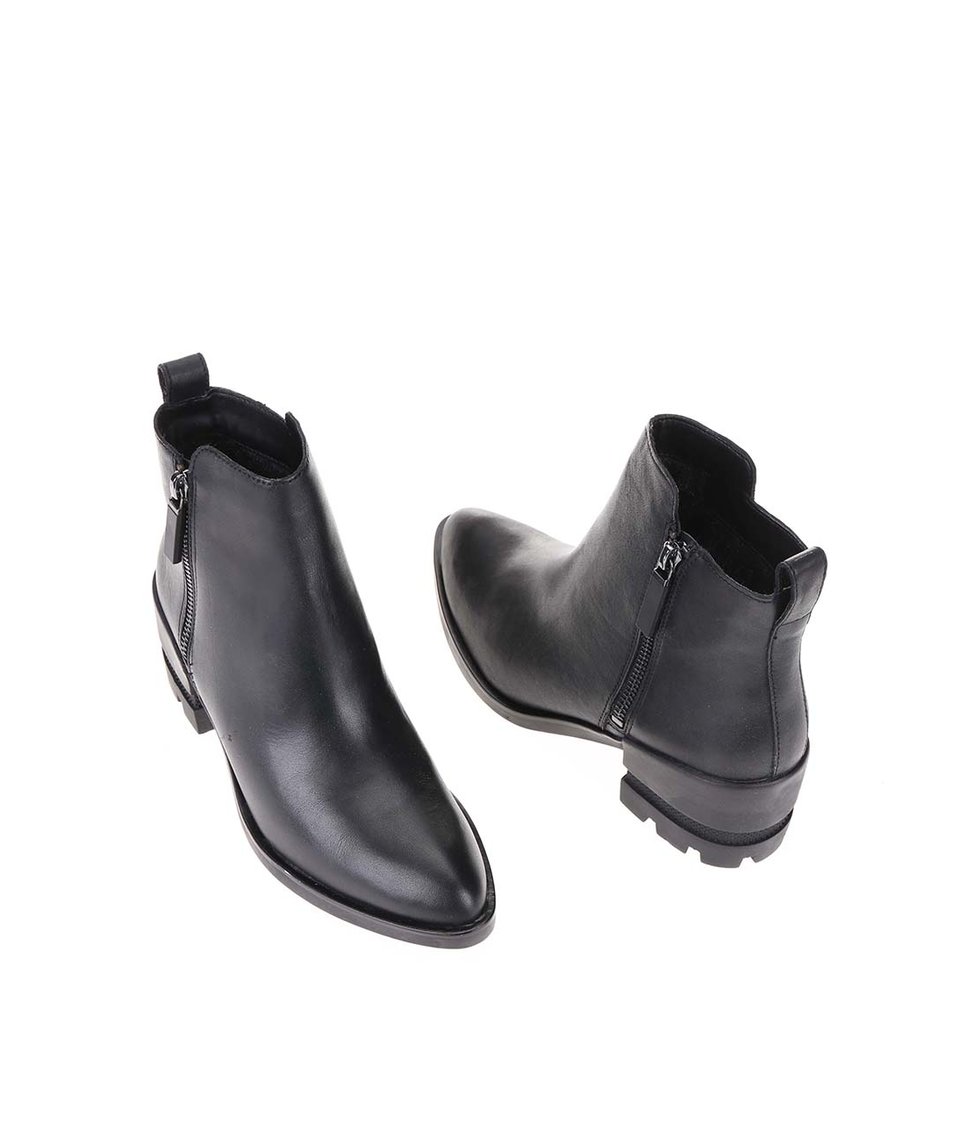 Černé dámské kožené kotníkové boty ALDO Lyttle
