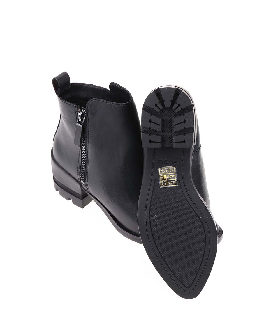 Černé dámské kožené kotníkové boty ALDO Lyttle