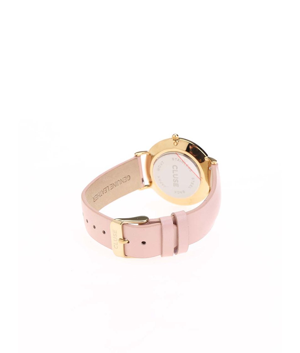 Bílo-růžové kožené hodinky CLUSE La Bohème Gold