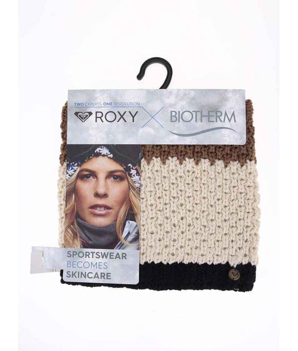 Hnědo-krémový nákrčník s kosmetickou formulí Roxy From the Block