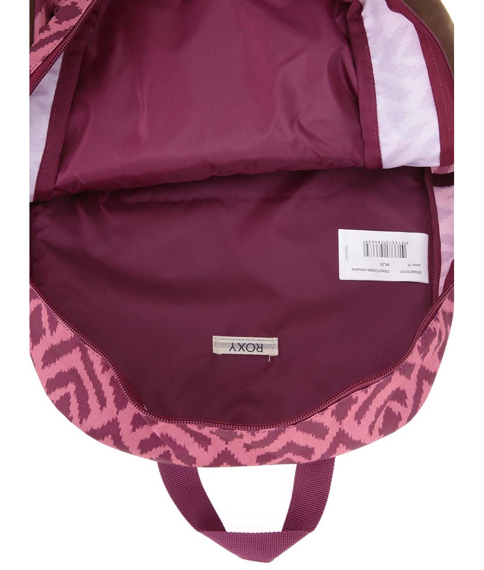 Hnědo-růžový batoh se vzorem Roxy Carribean