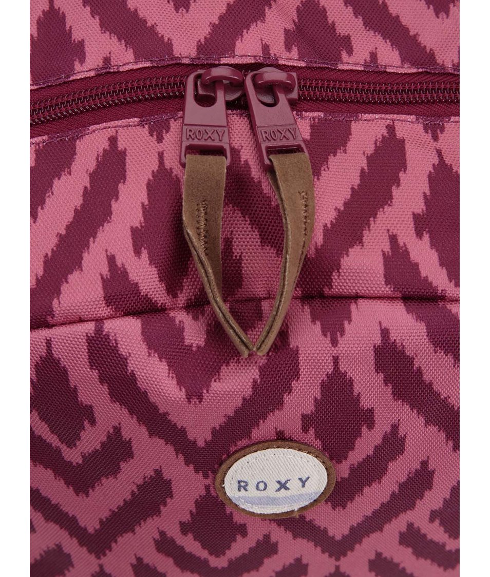Hnědo-růžový batoh se vzorem Roxy Carribean