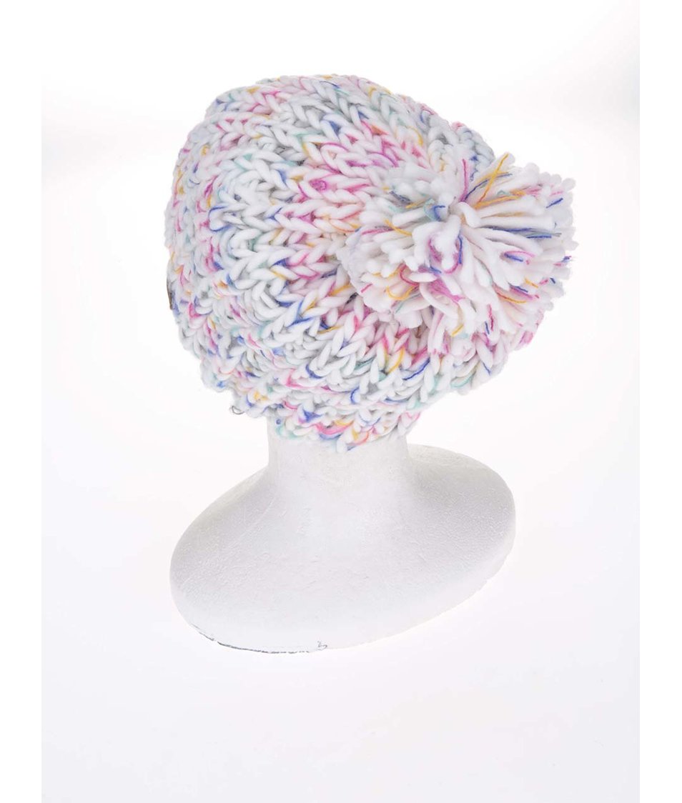 Bílá zimní čepice s barevnými detaily Roxy Nola Beanie