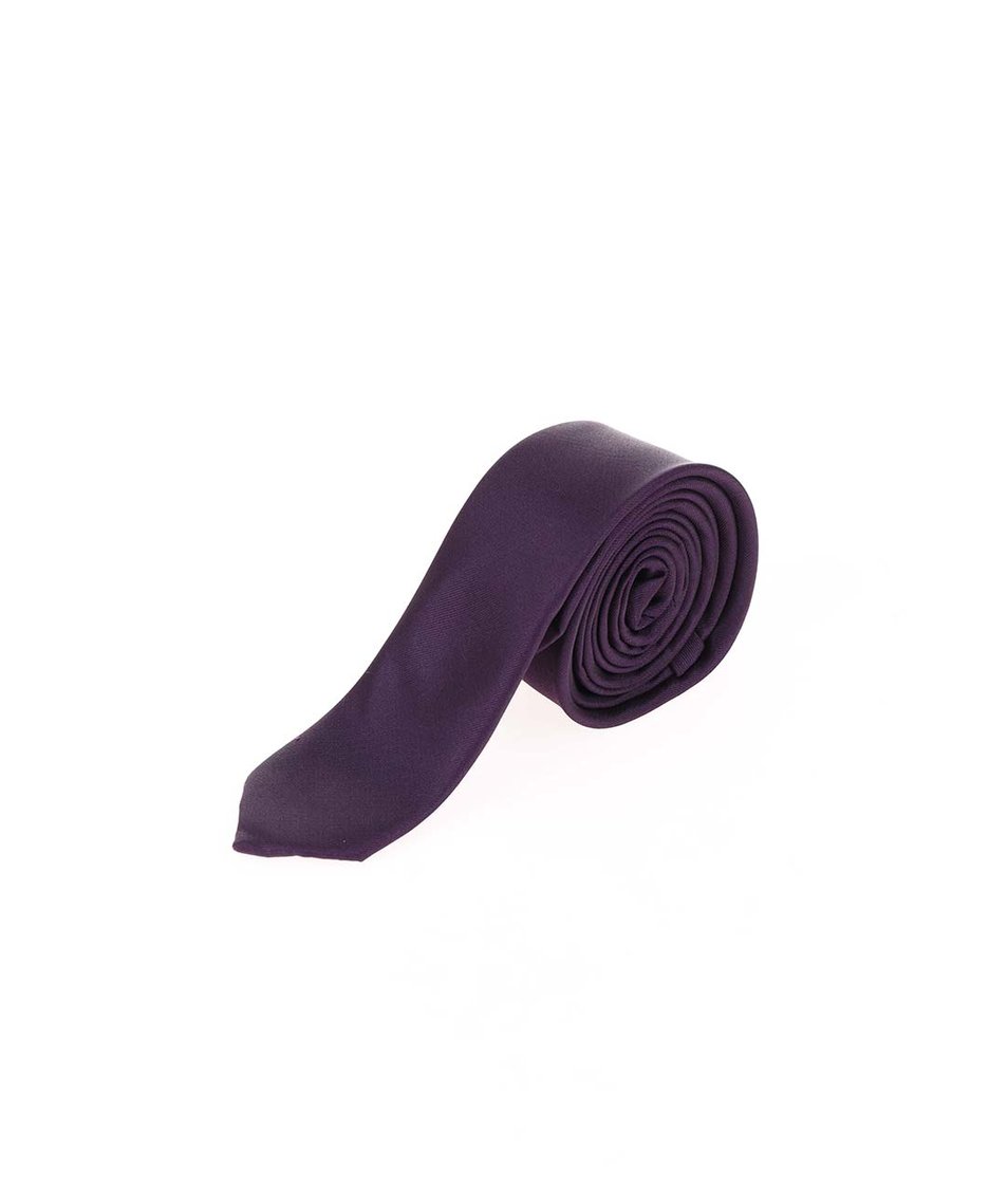 Tmavě fialová hedvábná kravata Selected Plain