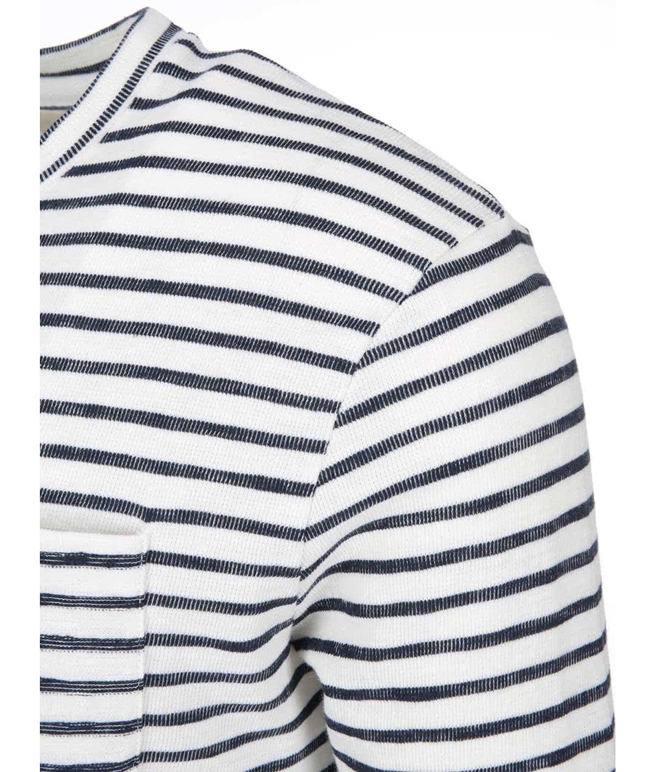 Krémovo-modré pruhované triko s dlouhým rukávem Selected Sail