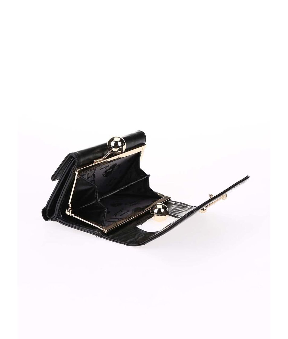 Černá lakovaná peněženka s retro zapínáním Anna Smith
