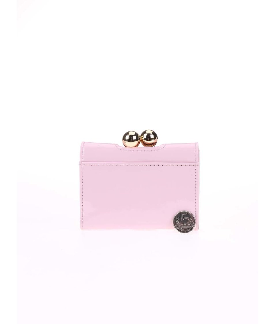 Růžová lakovaná peněženka s retro zapínáním Anna Smith