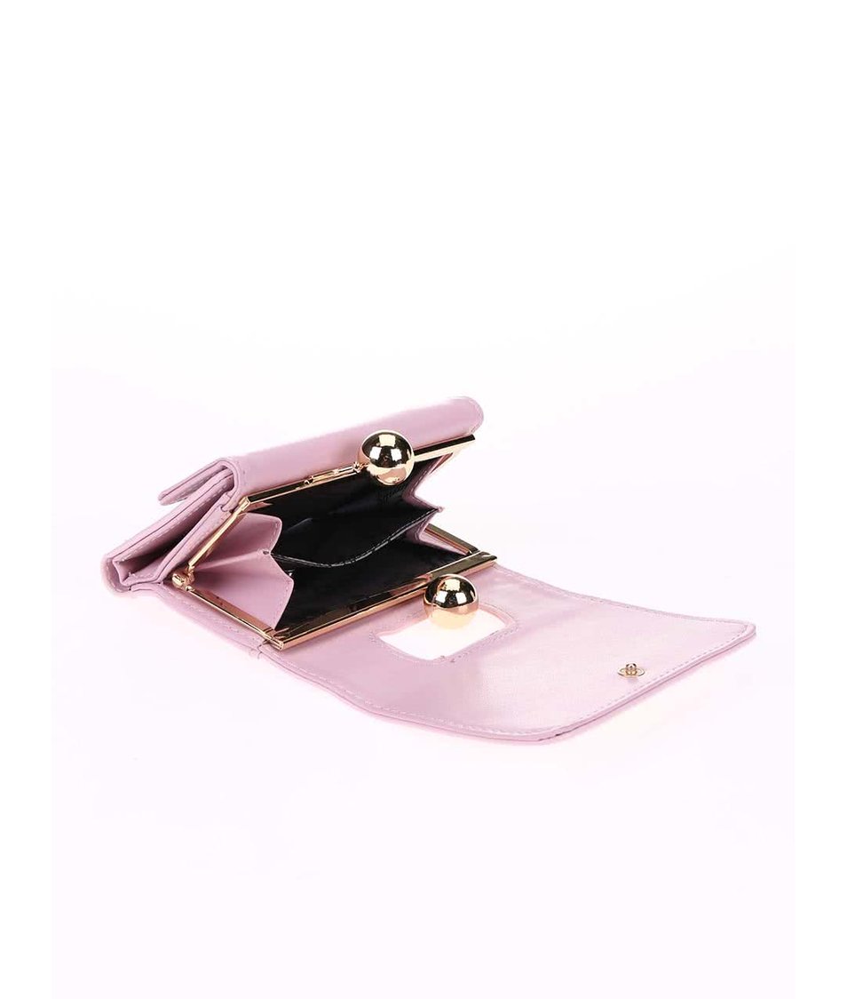 Růžová lakovaná peněženka s retro zapínáním Anna Smith