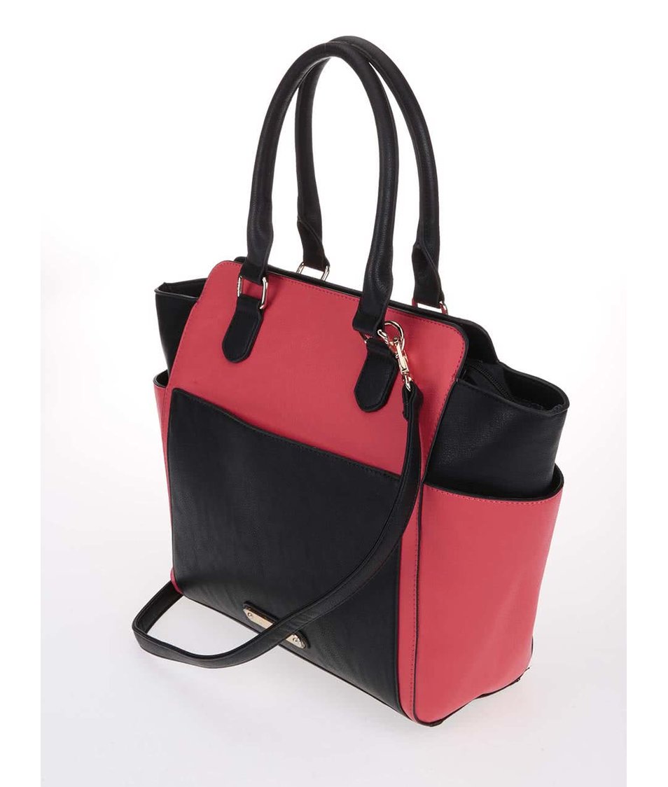 Černo-červená větší kabelka s odnímatelnou taštičkou Anna Smith