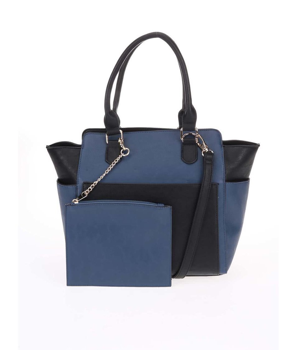 Černo-modrá větší kabelka s odnímatelnou taštičkou Anna Smith
