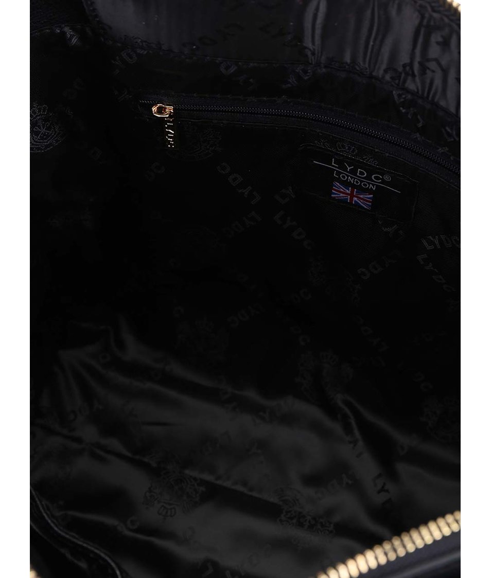 Černo-bílá obdelníková kabelka se zlatými detaily LYDC