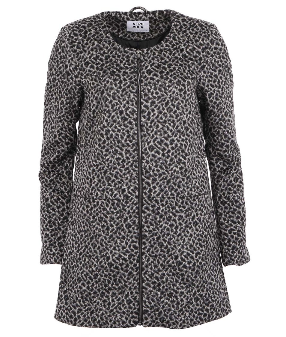 Černý kabát s leopardím vzorem Vero Moda Darling