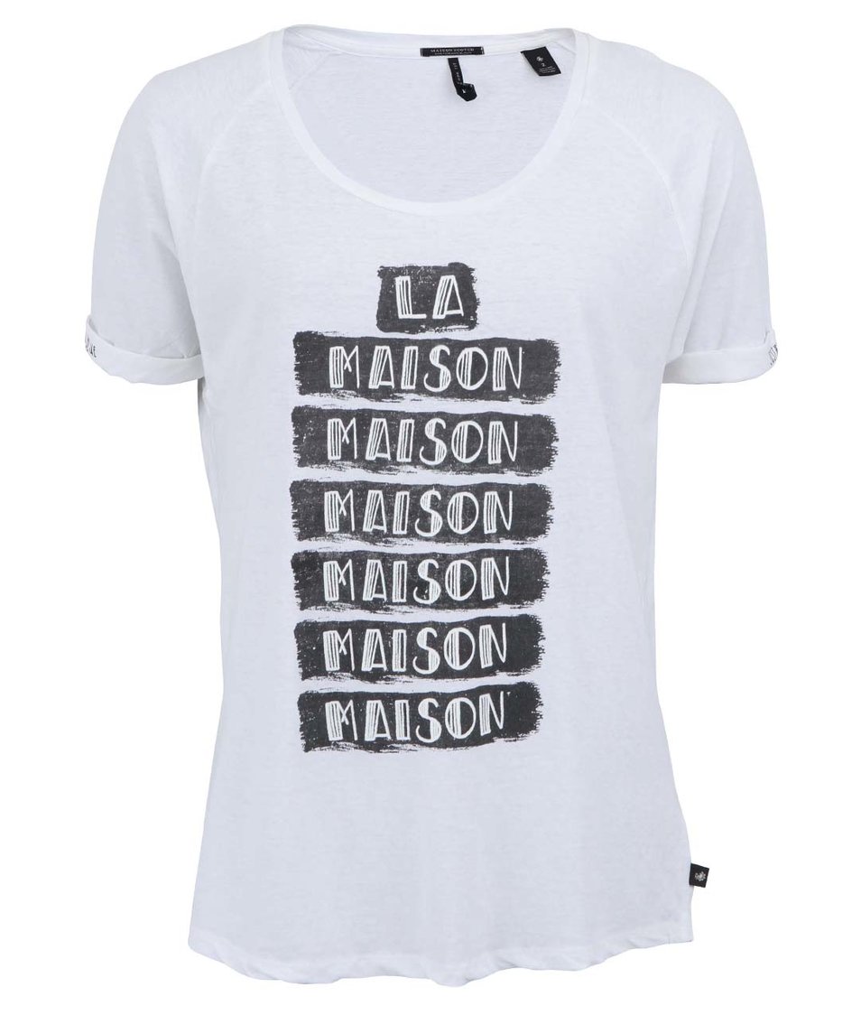 Bílé tričko s nápisem Maison Scotch