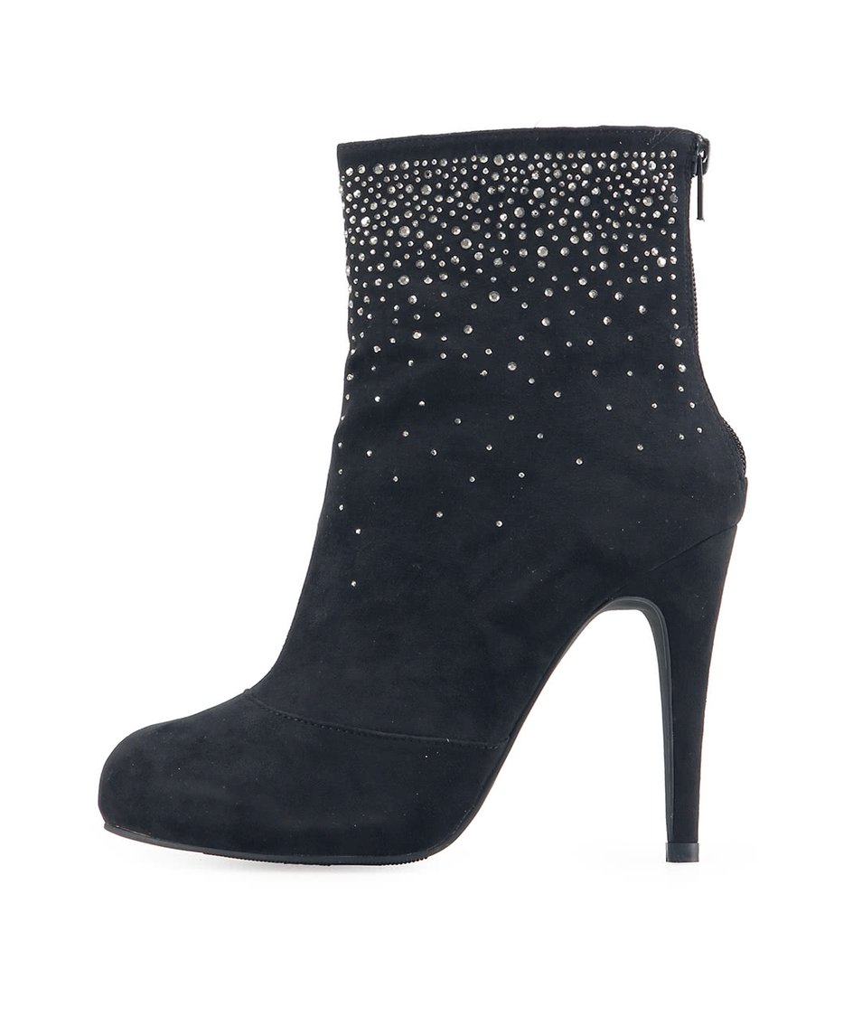 Černé kotníkové boty s kamínky Victoria Delef