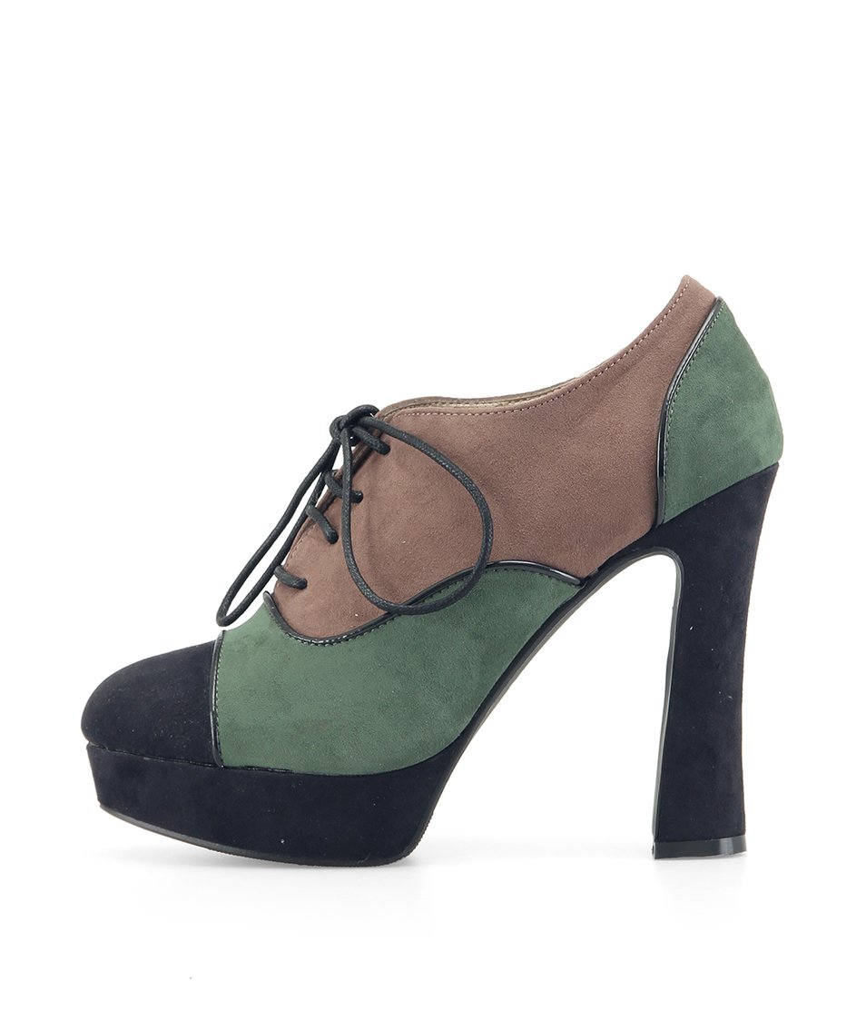 Kotníčkové zelené boty Victoria Delef na vysokém podpatku