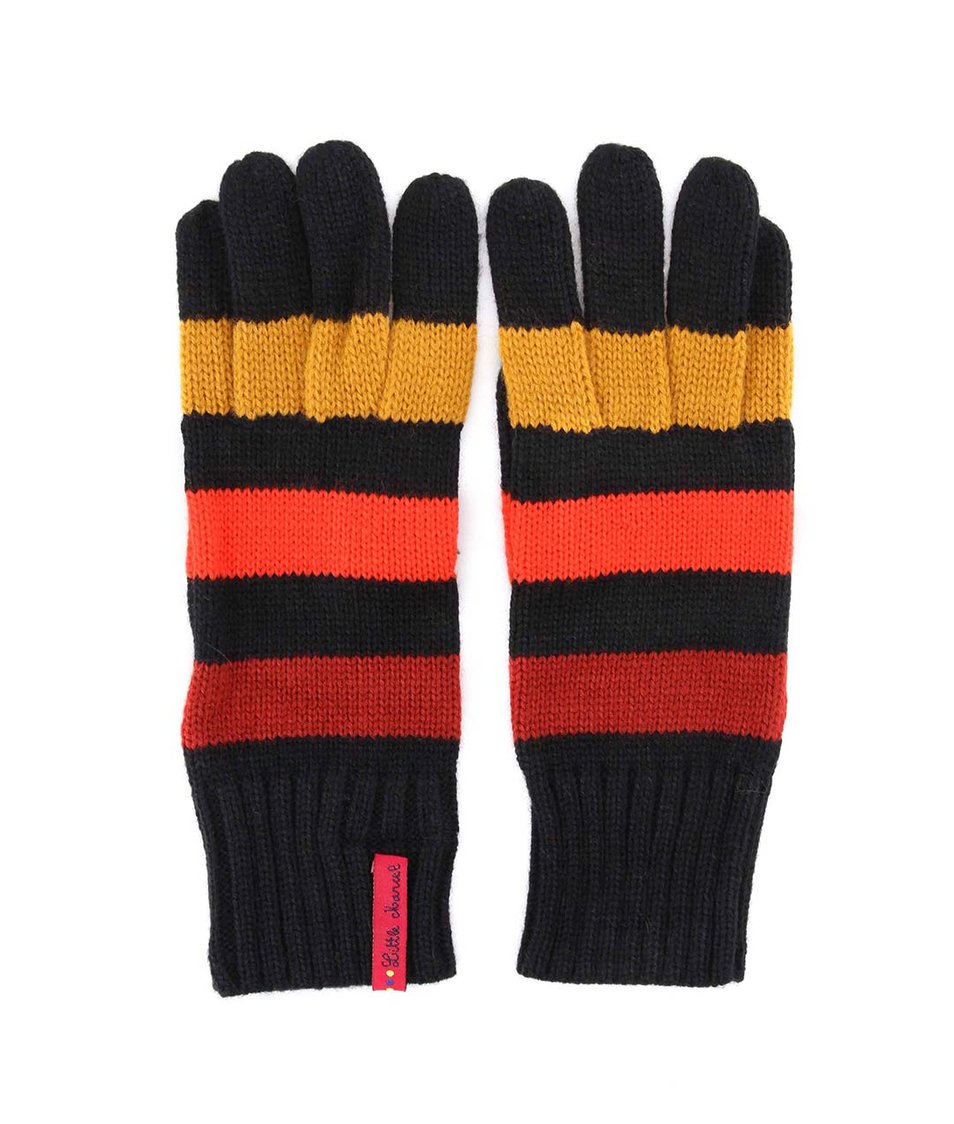 Černé rukavice se žluto-červenými pruhy Little Marcel Gabi