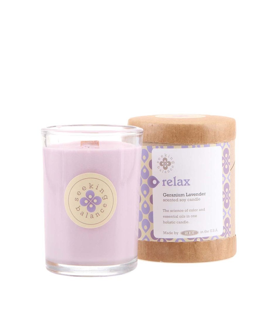 Světle fialová vonná svíčka Root Candles Geranium Lavender - Relax