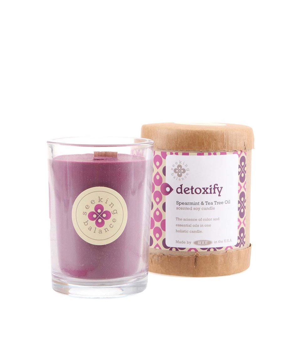 Fialová vonná svíčka Root Candles Spearmint & Tea Tree Oil - Detoxify