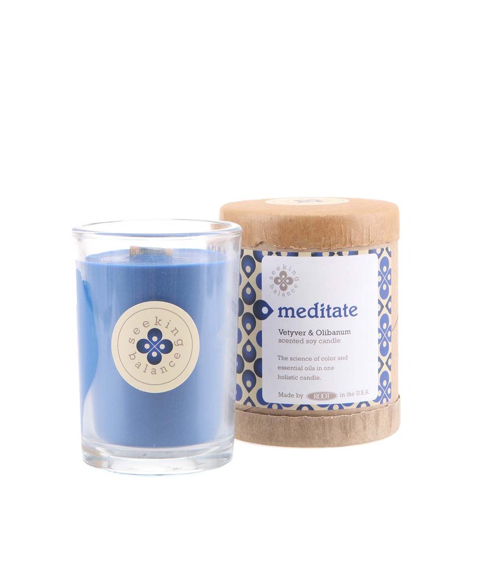 Tmavě modrá vonná svíčka Root Candles Vetyver & Olibanum - Meditate