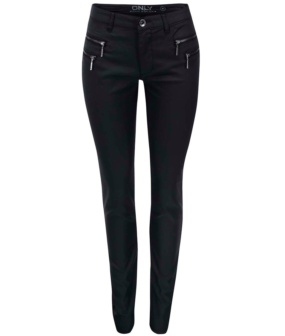 Černé kalhoty s ozdobnými zipy ONLY New Olivia