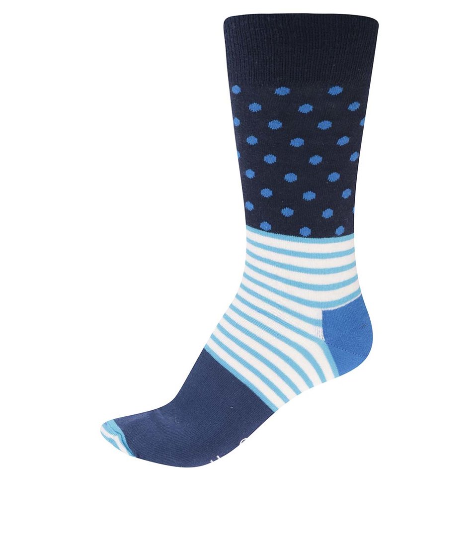 Tyrkysovo-modré unisex vzorované ponožky Happy Socks Stripe Dot