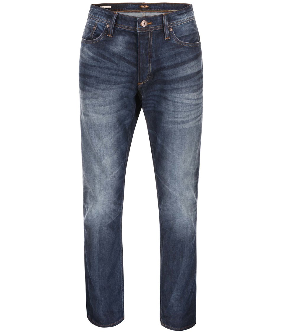 Modré comfort fit džíny se sepraným efektem Jack & Jones Mike