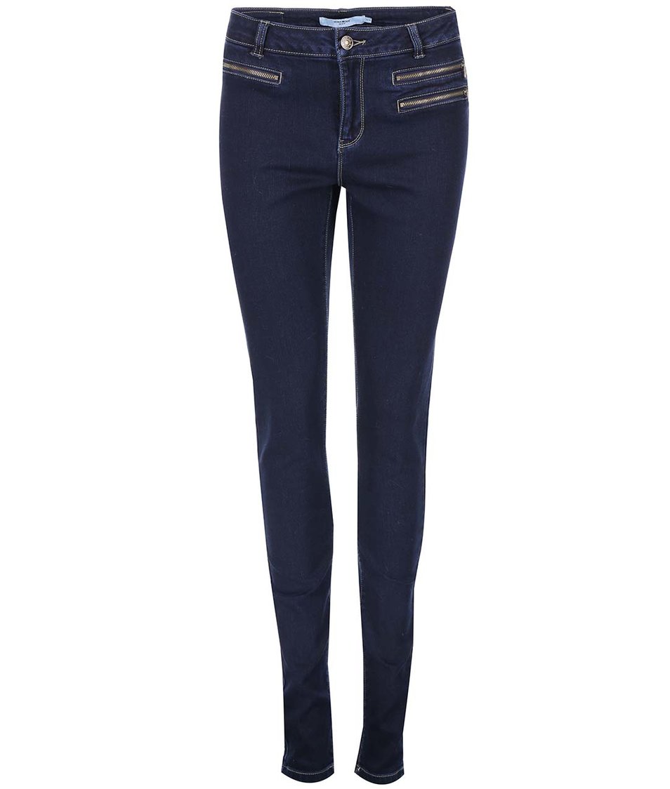 Tmavě modré slim džíny s ozdobnými zipy Vero Moda Seven