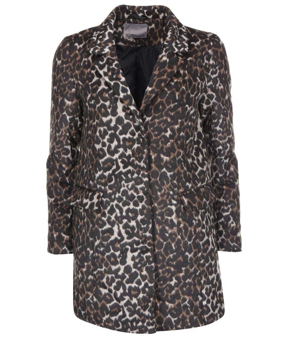 Hnědý kabát s leopardím vzorem Vero Moda City