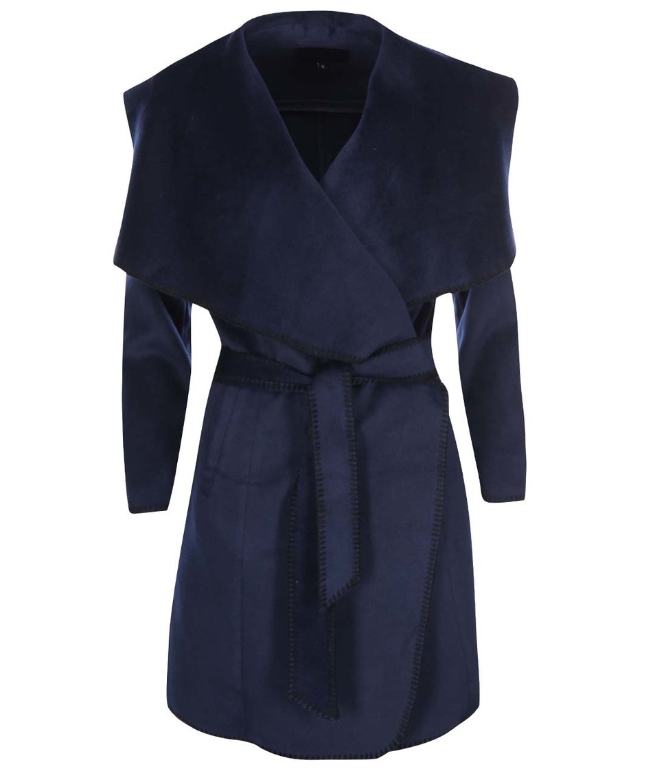 Tmavě modrý kabát se širokým límcem Lavand