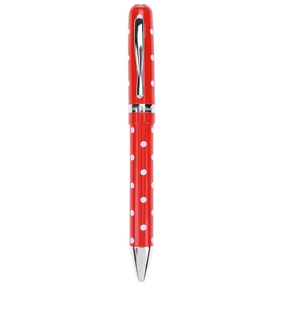 Červené guľôčkové pero s bodkami Cath Kidston