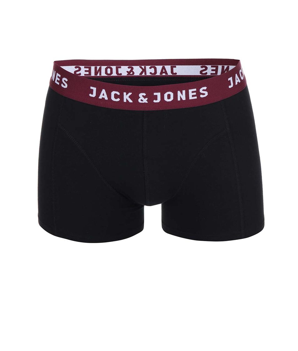 Černé boxerky s vínovým lemem Jack & Jones Color Donk
