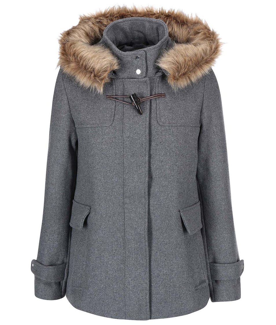 Šedý kabát s kapucí Vero Moda Camille