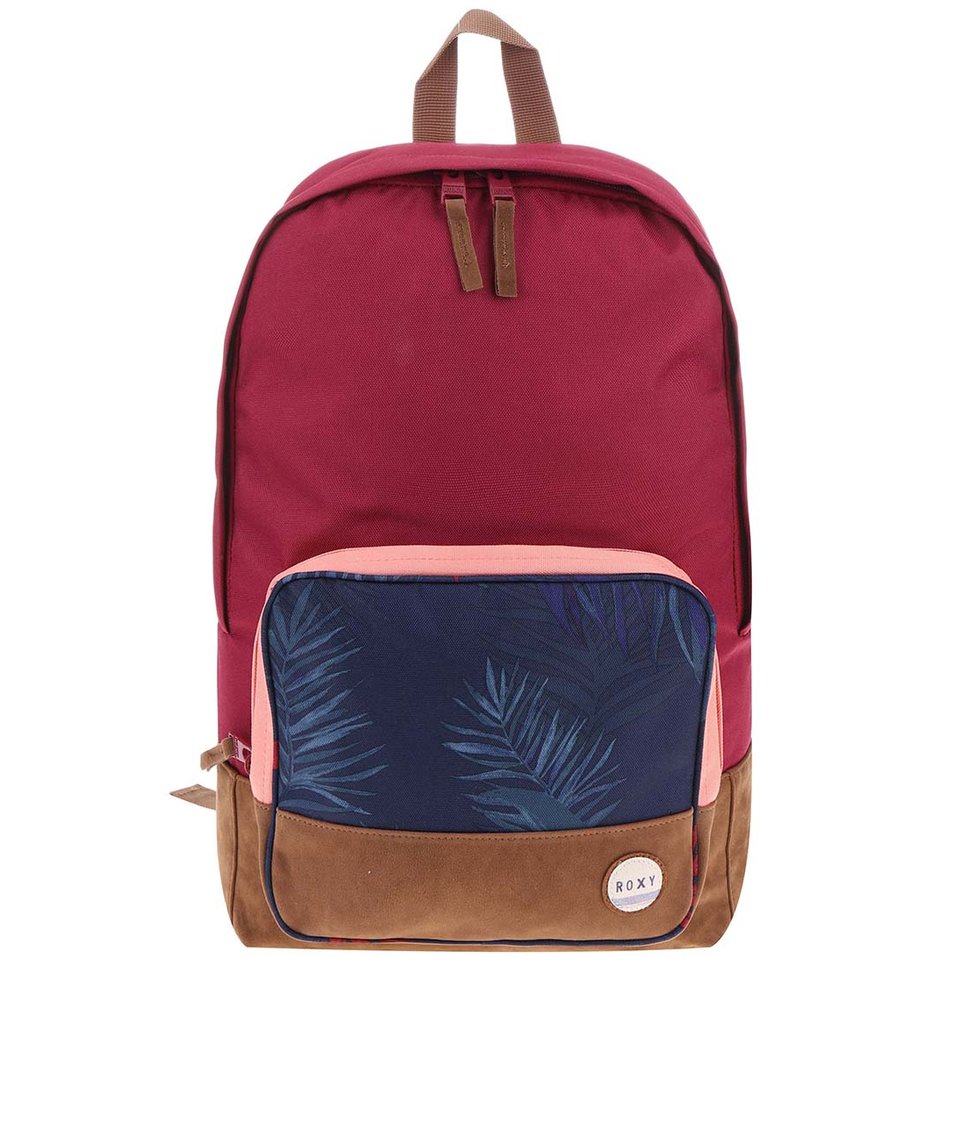 Růžovofialový batoh s vzorovanou kapsou Roxy Pinksky
