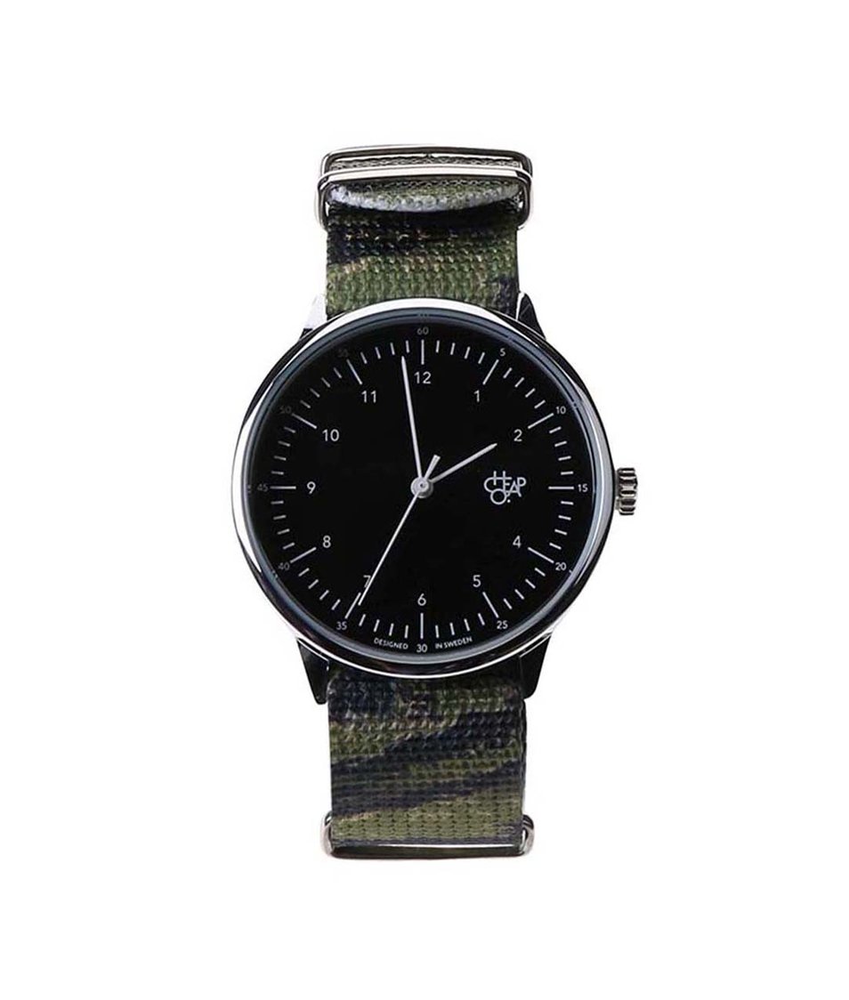 Zeleno-černé pánské maskáčové hodinky Cheapo Harold Tiger Camo