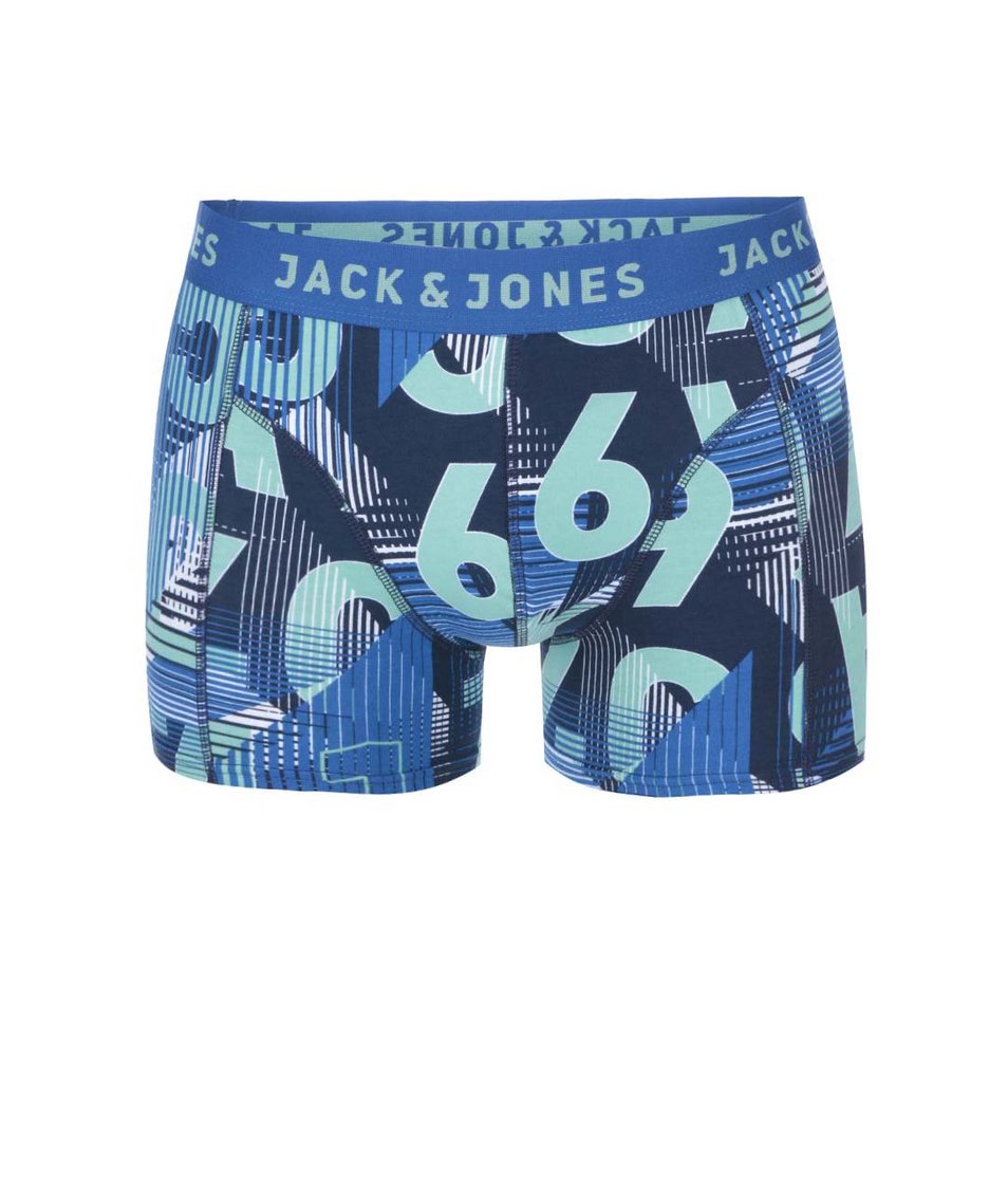 Zeleno-modré boxerky se vzorem Jack & Jones Logo