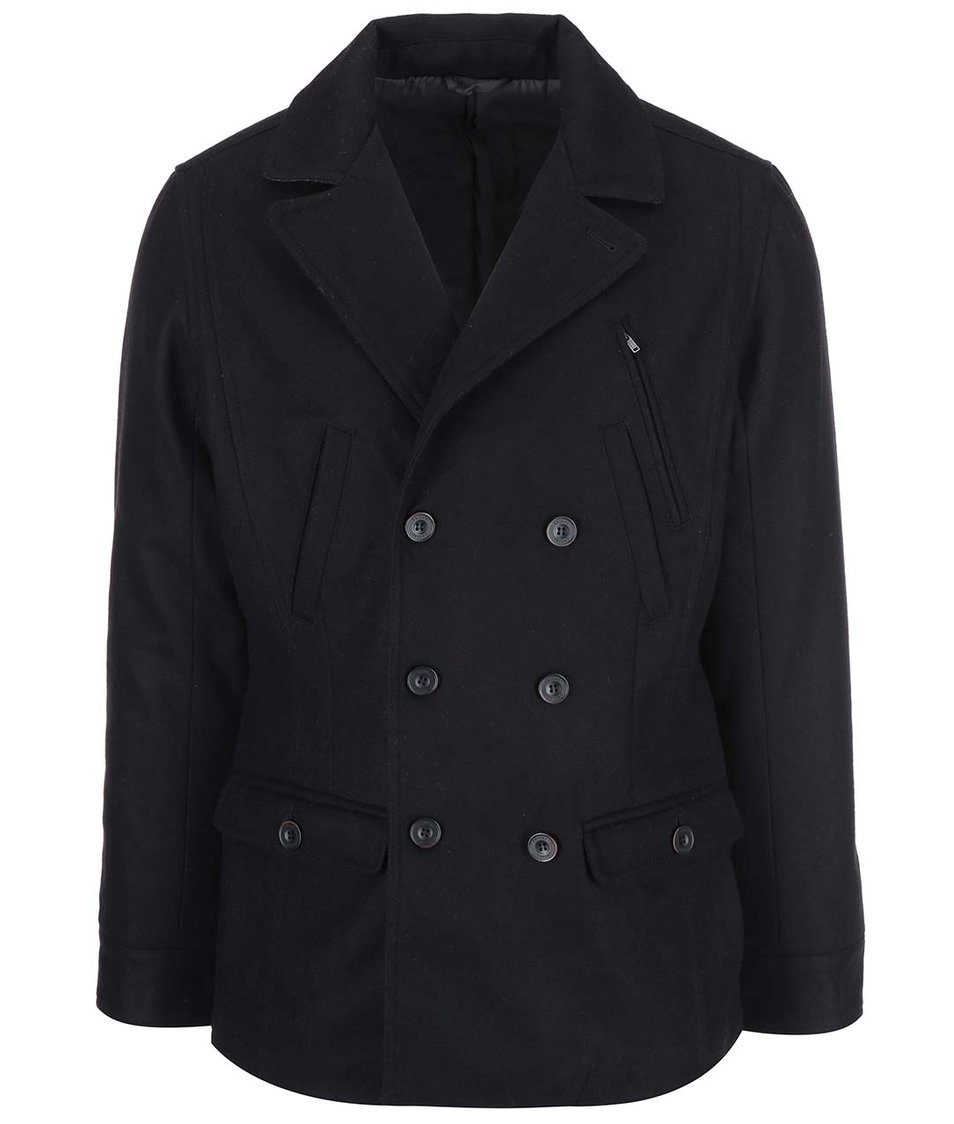 Černý vlněný kabát Casual Friday by Blend