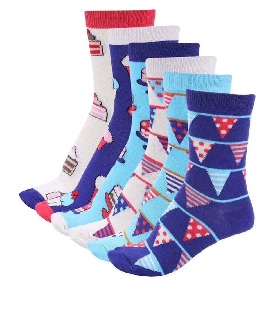 Sada šesti barevných dámských narozeninových ponožek Oddsocks Cake
