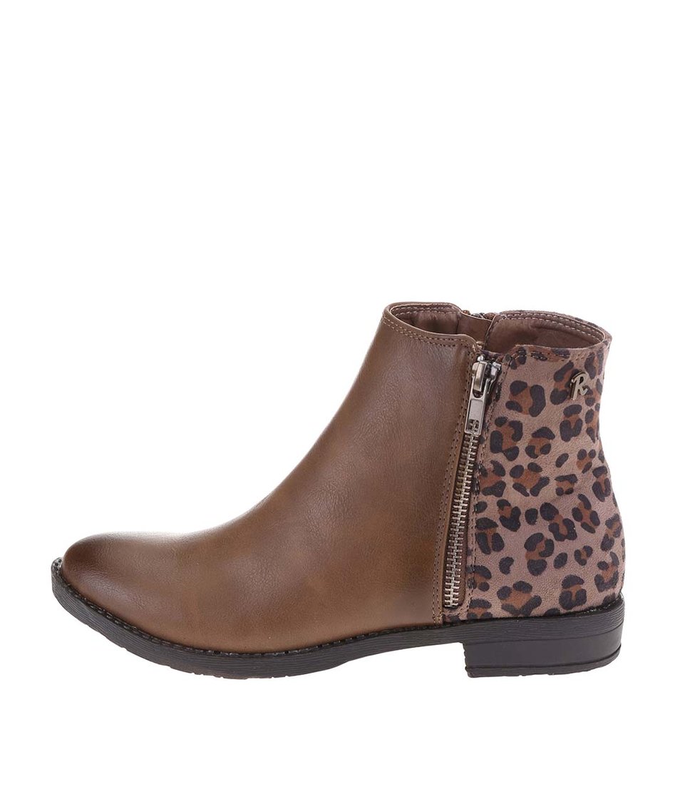 Hnědé kotníkové boty s leopardím vzorem Refresh