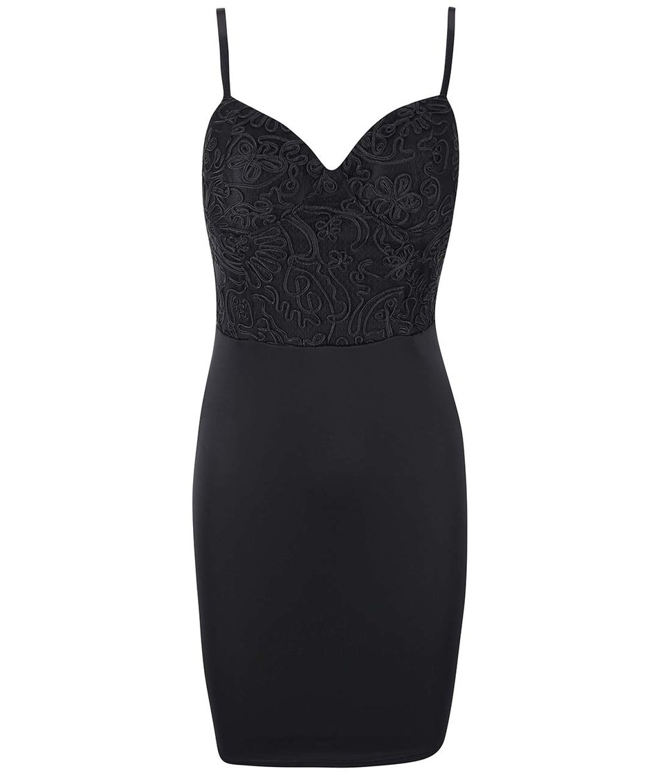 Černé šaty na ramínka se zdobeným topem AX Paris