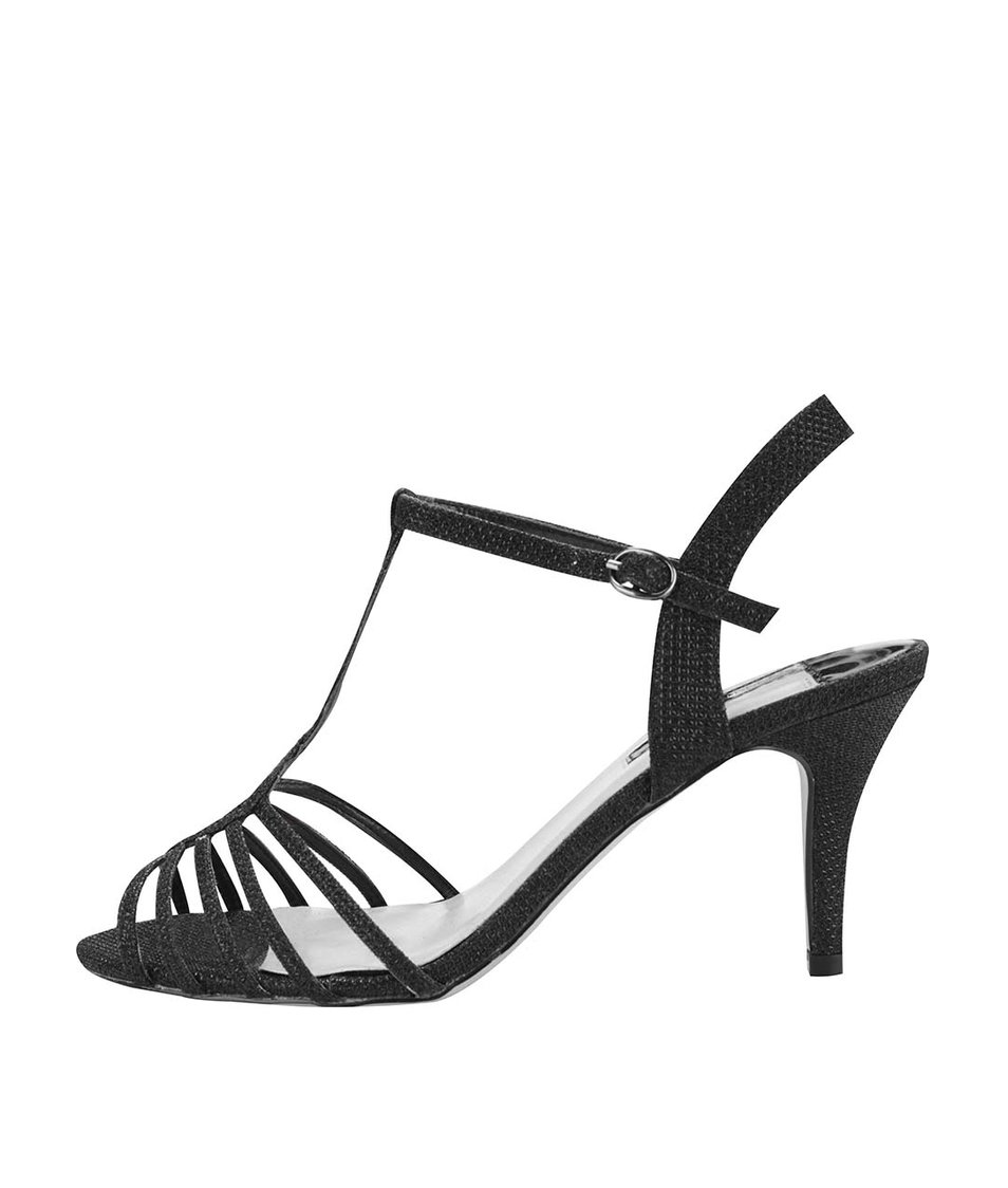 Černé třpytivé sandálky na podpatku Dorothy Perkins