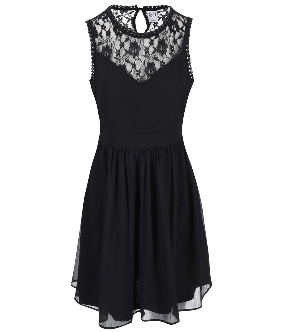 Černé šaty s krajkovým detailem Vero Moda Aya