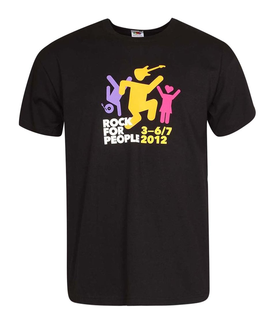 Černé pánské tričko s potiskem ROCK FOR PEOPLE