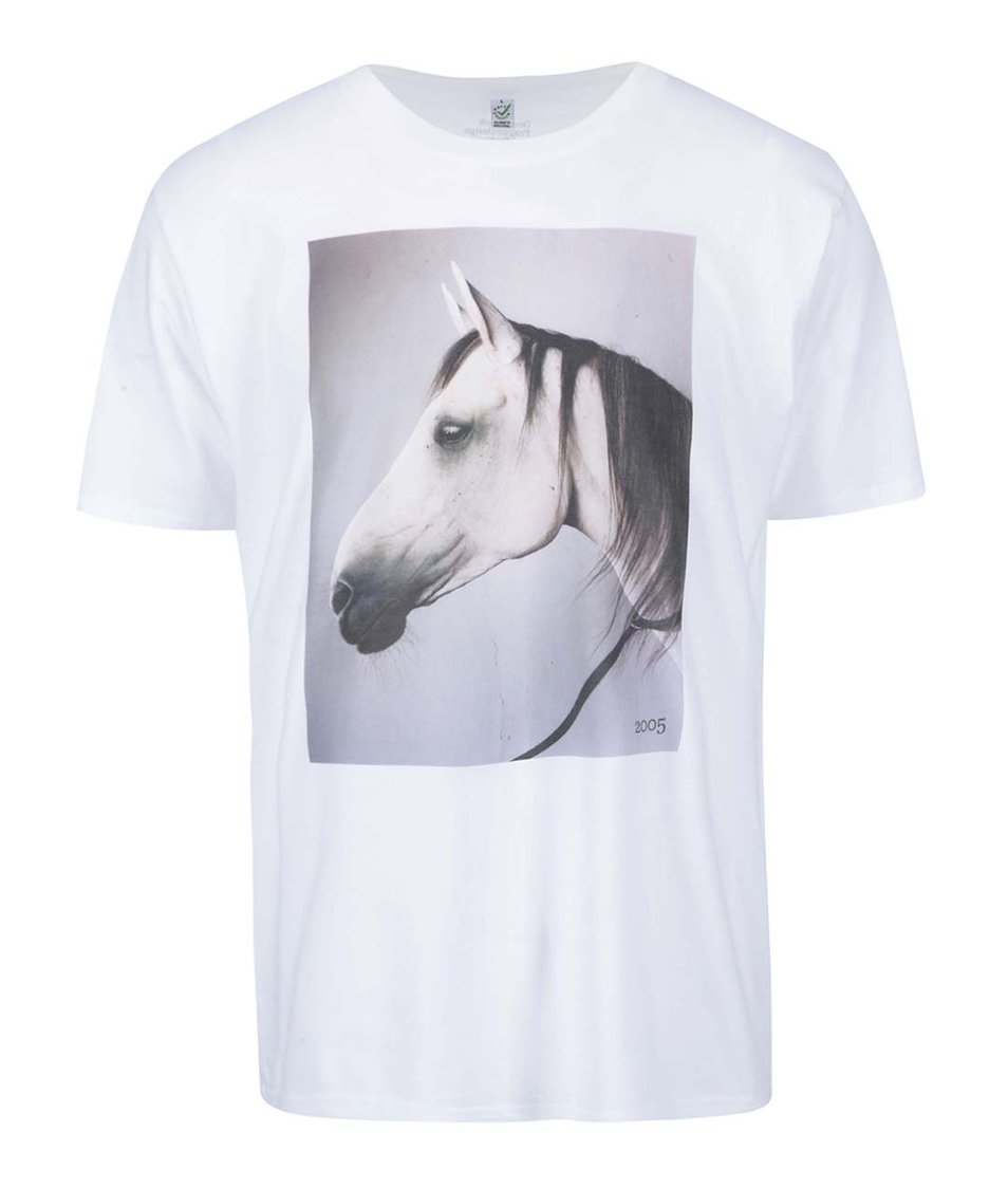 Bílé pánské triko s koňem Designblok