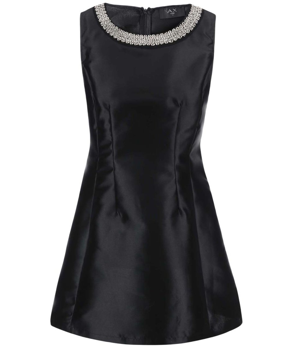 Černé šaty s ozdobnou aplikací v dekoltu AX Paris