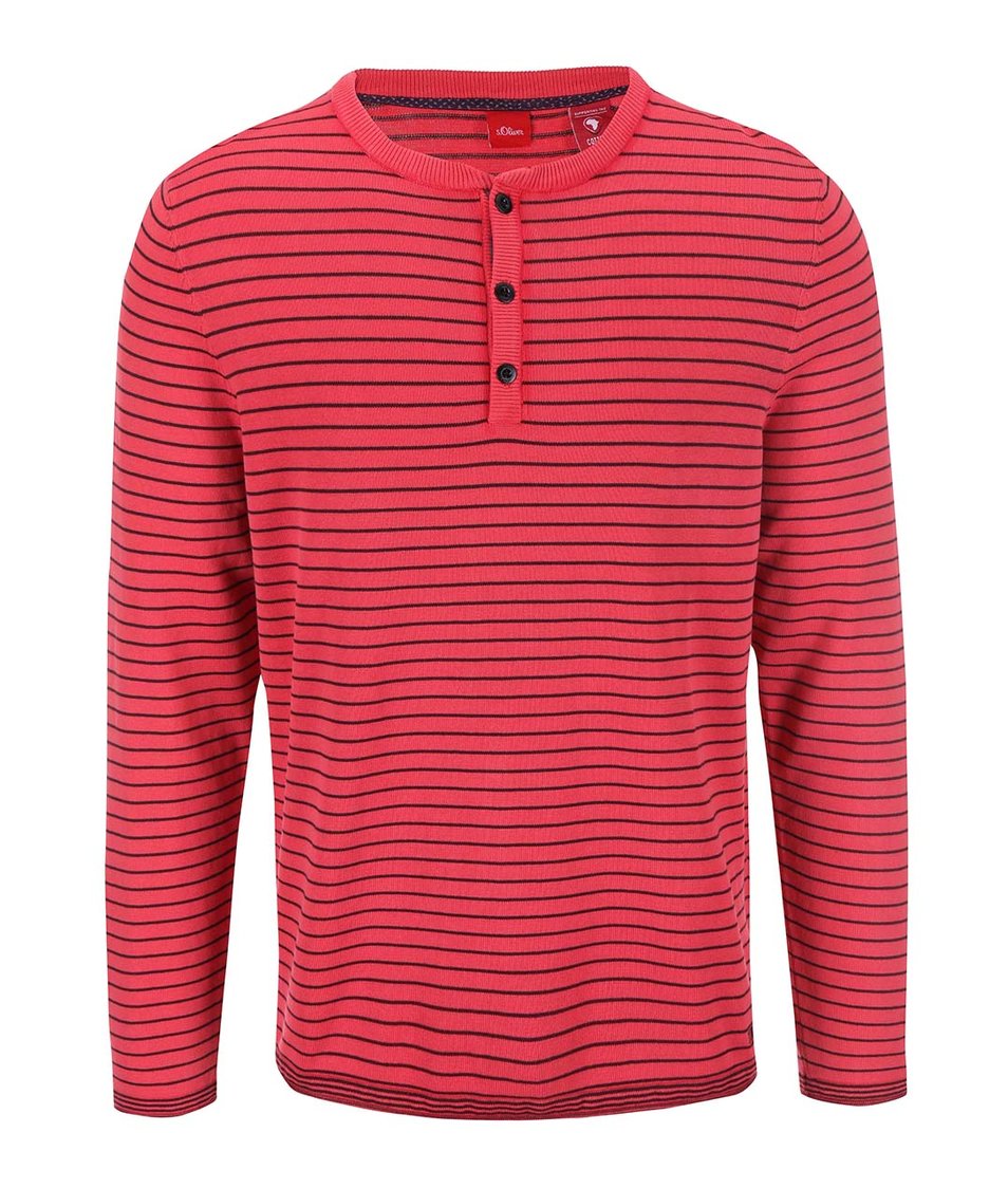 Červený pánský pruhovaný svetr s.Oliver