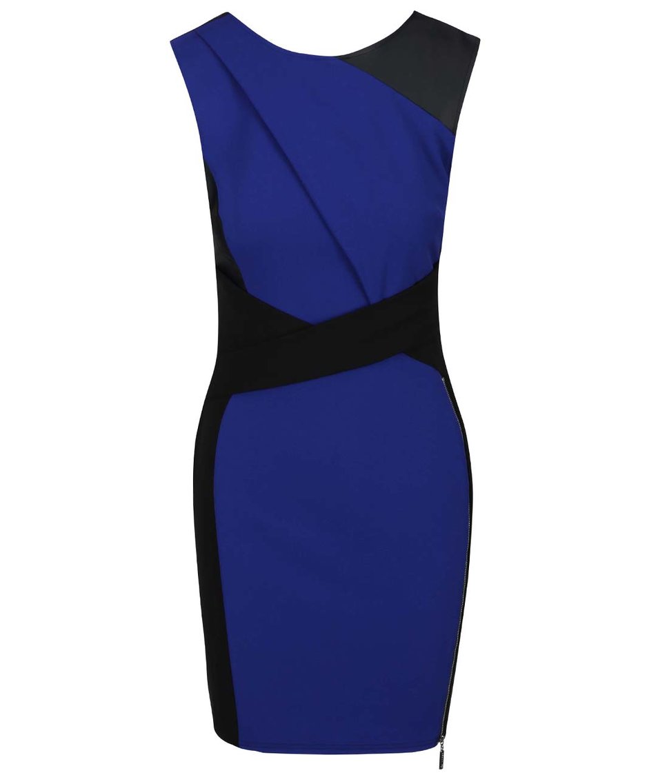 Černo-modré šaty s ozdobným zipem Lipsy