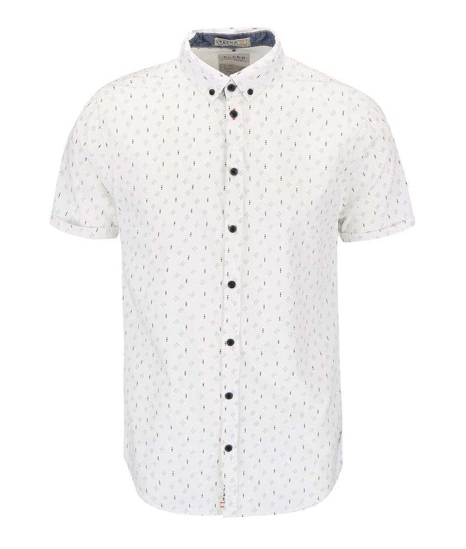 Krémová vzorovaná slim košile s krátkým rukávem Blend