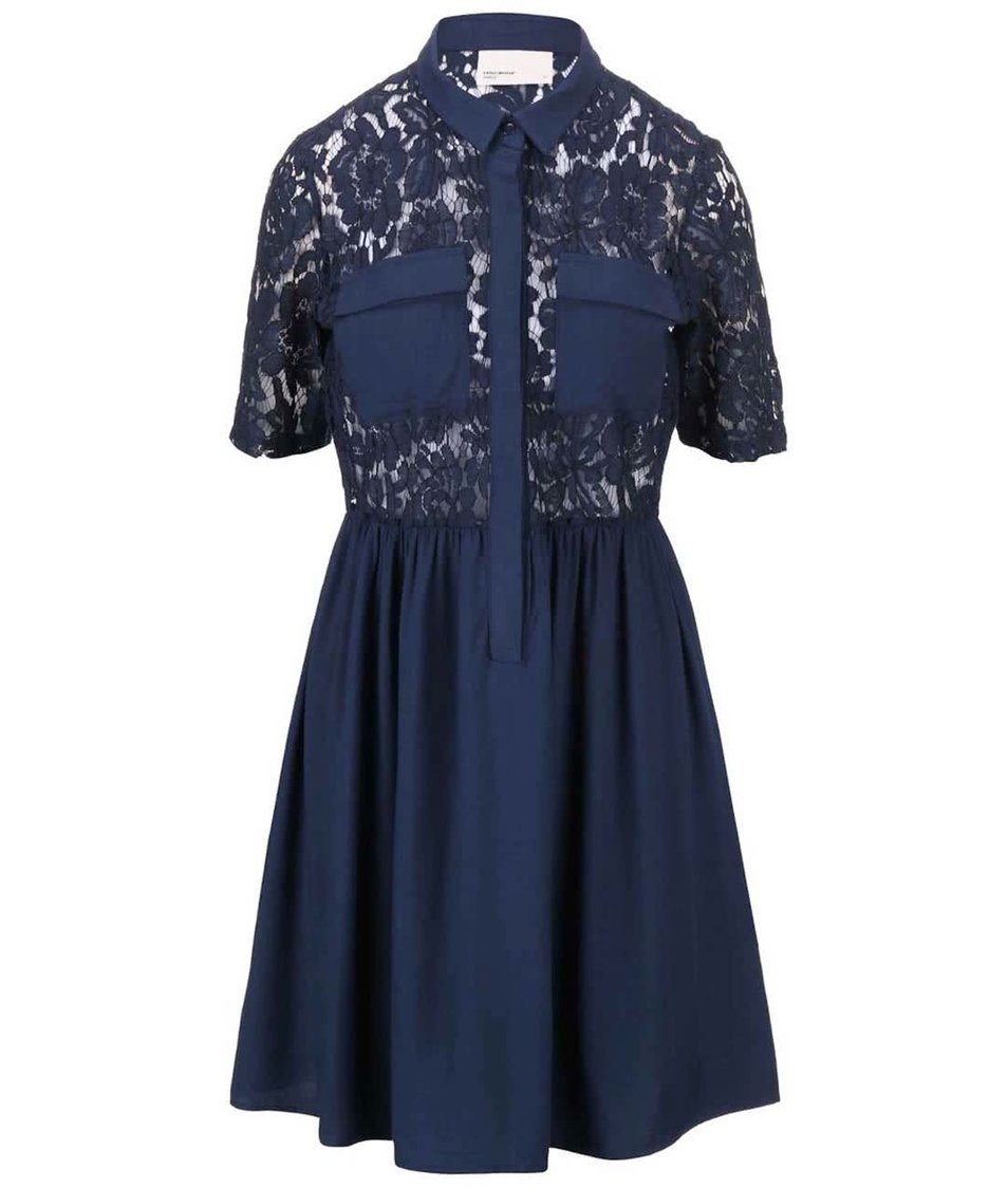 Tmavě modré krajkové šaty Vero Moda Nynne