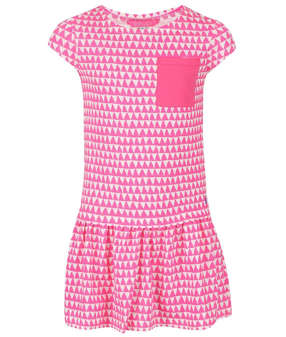 Bílo-růžové holčičí šaty se vzory trojúhelníků Tom Joule