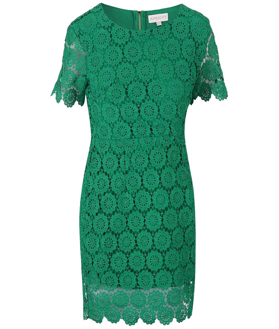 Zelené krajkové šaty s krátkými rukávy Apricot